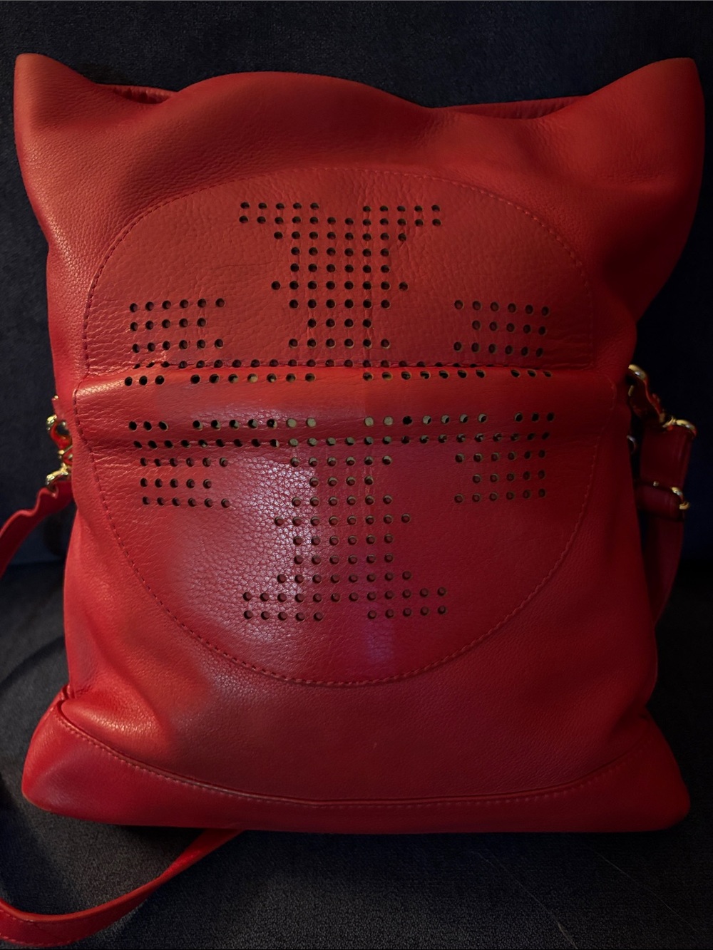 Kipp Perforated logo Convertible hobo fold over Leather Crossbody Bag